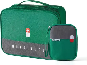 First Aid Bag Empty, Emergency Medic Trauma Bag, Medicine Bag for Traveling,Home Hiking Camping Car Office (Large and Small, Green)