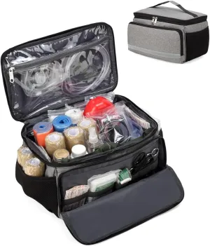 First Aid Bag Empty Medicine Bag Pill Bottle Organizers Storage Travel Medical Bag Home Family Hiking Med Medication Bag Portable Prescription Case Carrier Medic Supplies Holder Container Large