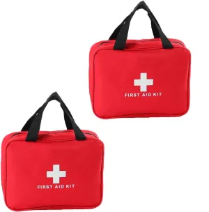 First Aid Bag First Aid Kit Empty Medical Storage Bag Red Trauma Bag for Emergency First Aid Kits Car Workshop Cycling Outdoors (Red 2PCS)