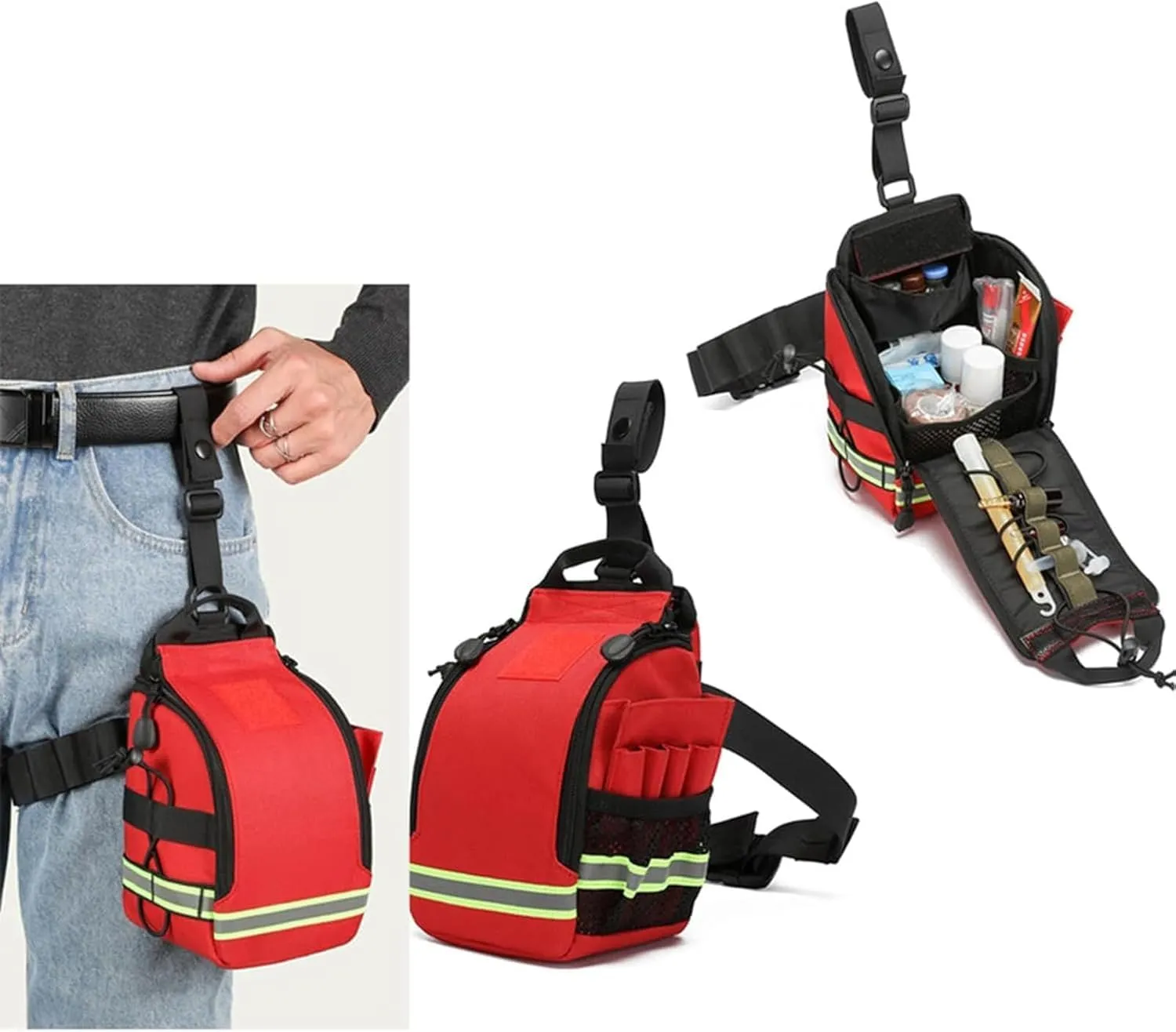 First Aid Bags Empty, First Aid Fanny Pack Bag, Lifeguard Hip Pack, Portable First Responder Trauma Bag(A02)
