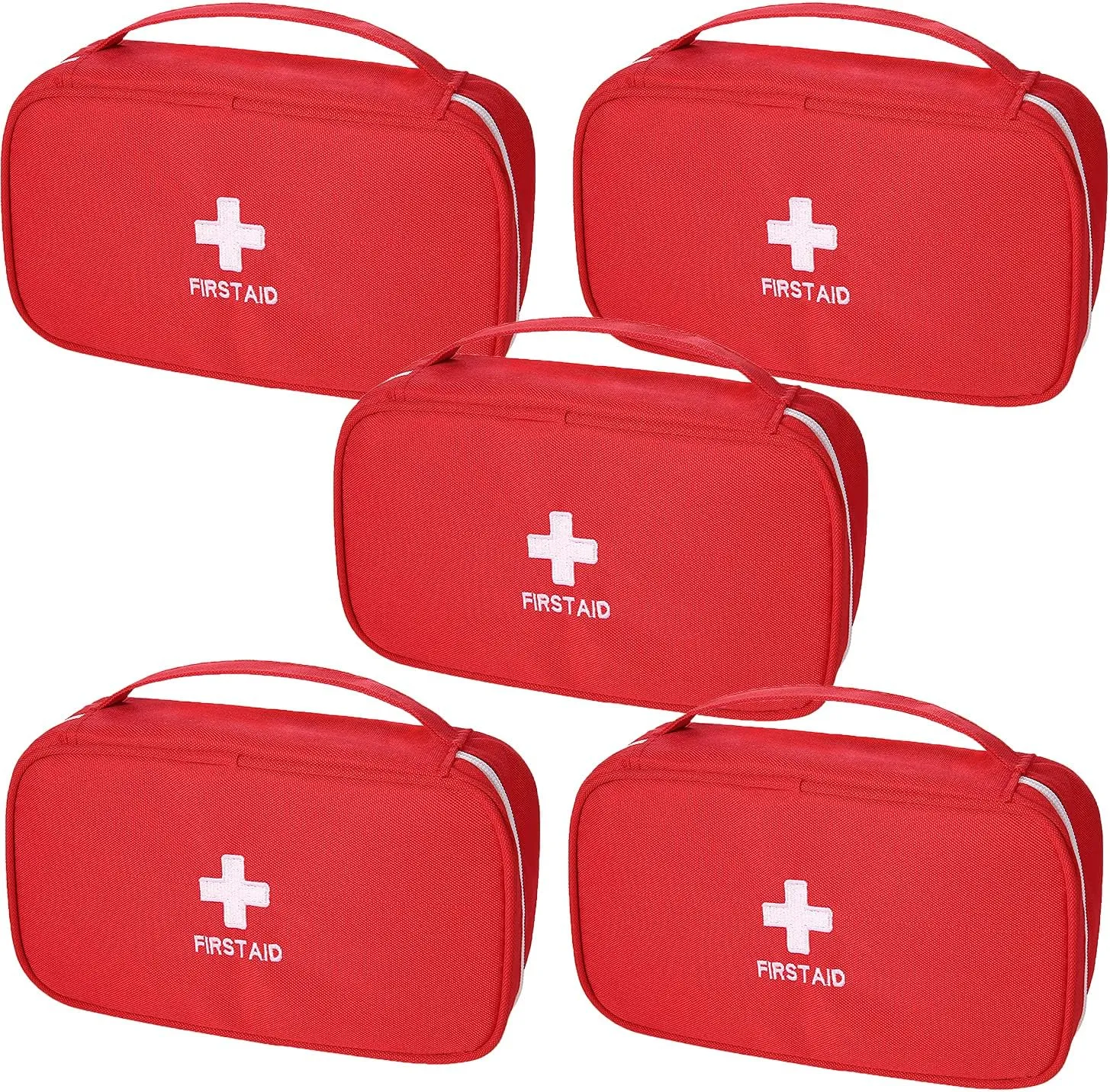 First Aid Bags Empty, Portable Travel Medicine Bag for Camping Hiking Vehicle Motorcycle, Empty First Aid Bag for Home Emergency (5 Packs Red)