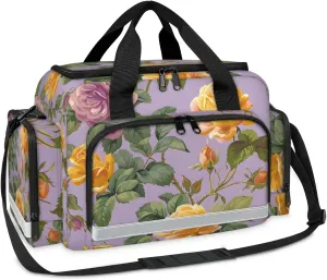 First Aid Bags Empty, Retro Floral Emergency Bag First Aid Kit Multiple Compartment Kit Carrier On Call Trauma Bag For Paramedics Emergency Medical Supplies Kit