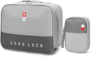 First Aid Bags Empty, Travel Medicine Bag, Waterproof Emergency Medic Trauma Bag, Portable Kit for Traveling, Car, Home, Camping, Office, Hiking, Outdoor (Oxford Grey)