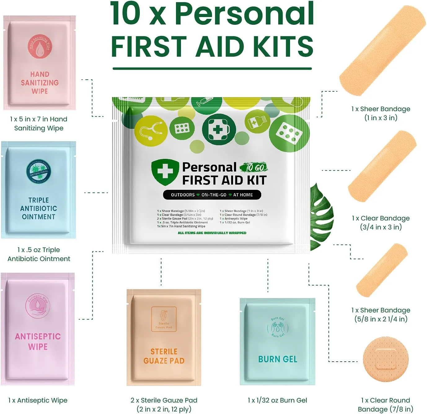 First Aid Emergency Medical Kit Mini and Travel Size - 10 Pack | Great for Kids, Schools, Business, Hiking, Camping | Wound Care Products (Unicorns)