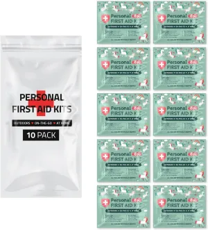 First Aid Emergency Medical Kit Mini and Travel Size - 10 Pack | Great for Kids, Schools, Business, Hiking, Camping | Wound Care Products (Unicorns)