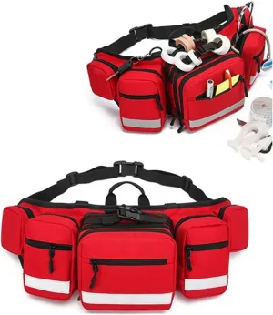 First Aid Fanny Pack Bag, First Aid Bags Empty, Lifeguard Hip Pack, Portable Trauma Bag with Reflective Strip Great for Hiking,Camping and Outdoor Sports