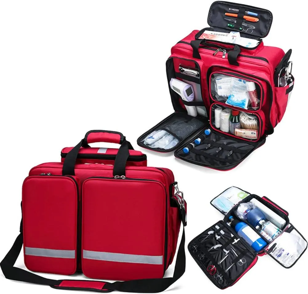 First Aid Kit Compact Trauma Medical Bag First Responder Bag Empty for Any Emergencies - Ideal for Home, Office, Car, Travel, Outdoor, Camping, Hiking, Boating