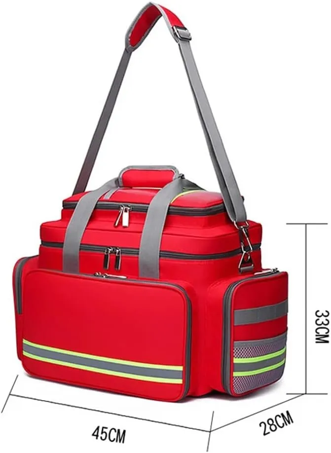 First Aid Kit Multiple Compartments Lightweight Emergency Responder Trauma Bag - Great for Home, Outdoors, Office, Car, Travel, Camping, Hiking, Boating(Red)