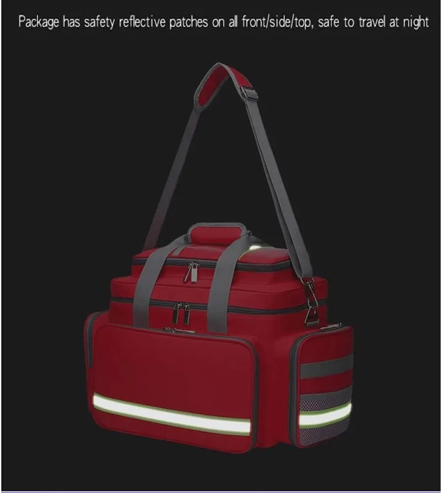 First Aid Kit Multiple Compartments Lightweight Emergency Responder Trauma Bag - Great for Home, Outdoors, Office, Car, Travel, Camping, Hiking, Boating(Red)
