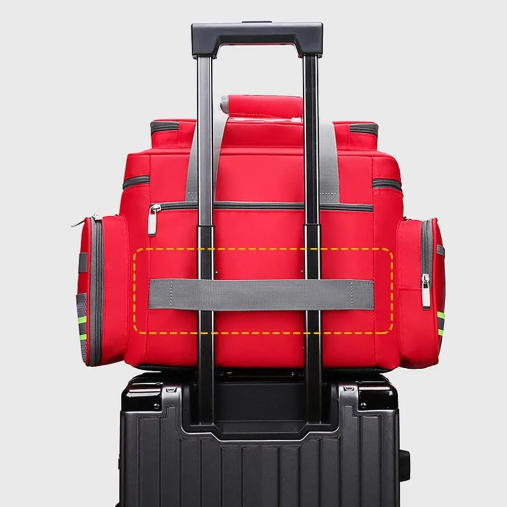 First Aid Kit Multiple Compartments Lightweight Emergency Responder Trauma Bag - Great for Home, Outdoors, Office, Car, Travel, Camping, Hiking, Boating(Red)
