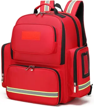 First Responder Trauma Backpack Bag, First Aid Bag Empty,Trauma Backpack Empty, Emergency Kits Storage Bag for EMT, EMS, Safety Officers, Bag Only,(Red)