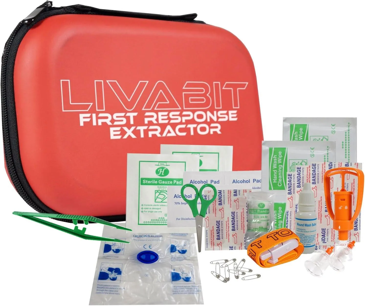 First Response Portable Hiking Pump Kit - CPR Venom Safety Tool Kit - Snake Bite Kit, Bee Sting Kit - First Aid Safety Kit for Outdoor Emergency for Hiking, Camping, Backpacking