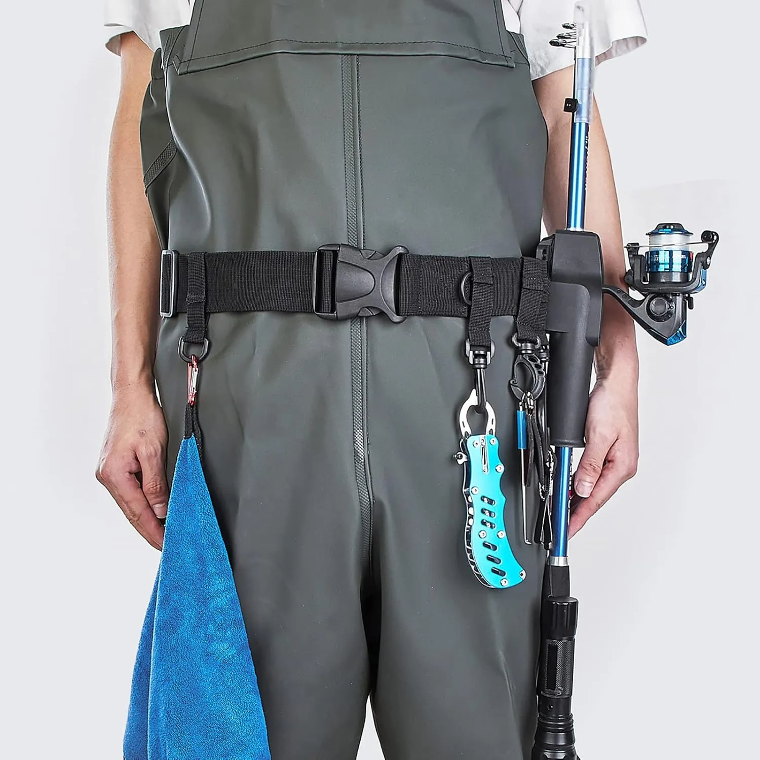 Fishing Rod Holder Kit, Adjustable Rack for Wader Belt, Backpack, Lifejack, Boat, Kayak Fishing