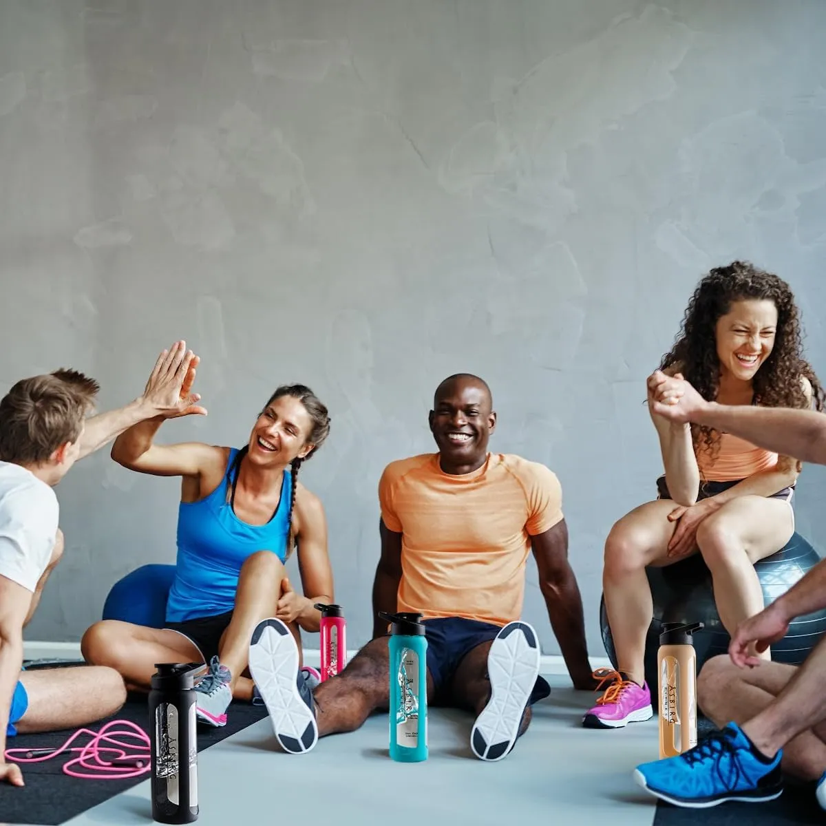 Fitness | Glass Protein Shaker | Protein Shaker | Drinking Bottle | with Spiral Ball - Aqua
