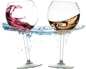 Floating Wine Glasses for Pool - Shatterproof Poolside Stemmed Wine Glasses (18 Oz, Set of 2) - Outdoor Tritan Plastic
