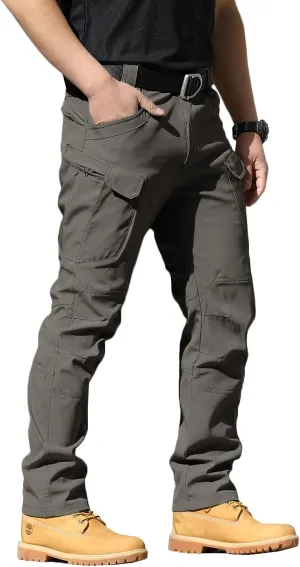 FLYFIREFLY Men's Cargo Hiking Pants Lightweight Waterproof Tactical Pants Outdoor Work Pants with Pockets(No Belt)