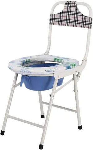 Folding Lightweight Commode Portable Camping Toilet Chair Bedside Commode Elderly Disabled Folding Non Slip Shower Chair with Backrest for Trips Hiking Commode Toilet Chair Seat