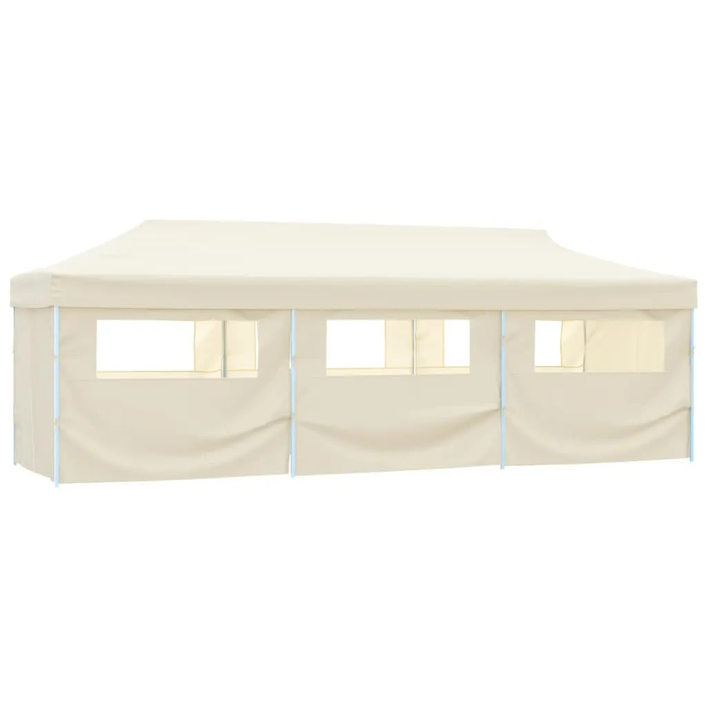 Folding Pop-up Party Tent with 8 Sidewalls 3x9 m Cream