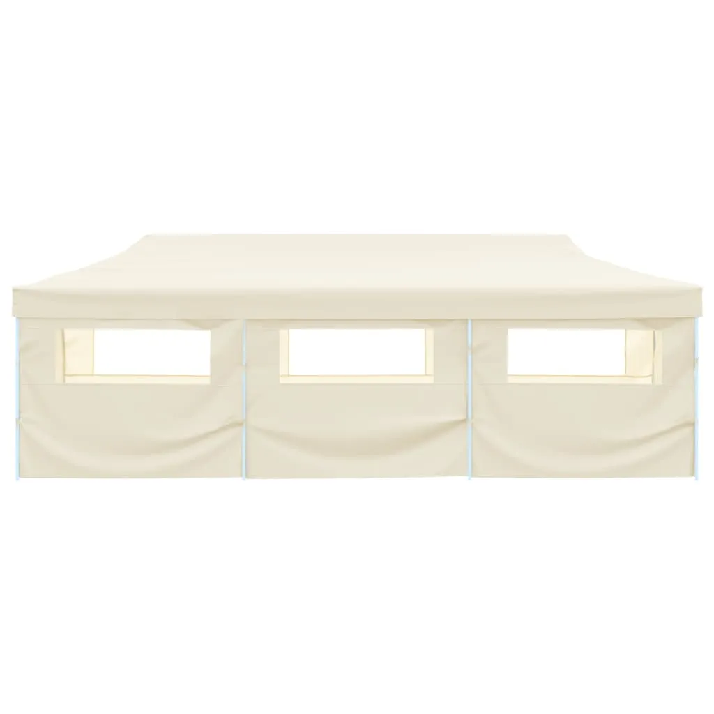 Folding Pop-up Party Tent with 8 Sidewalls 3x9 m Cream