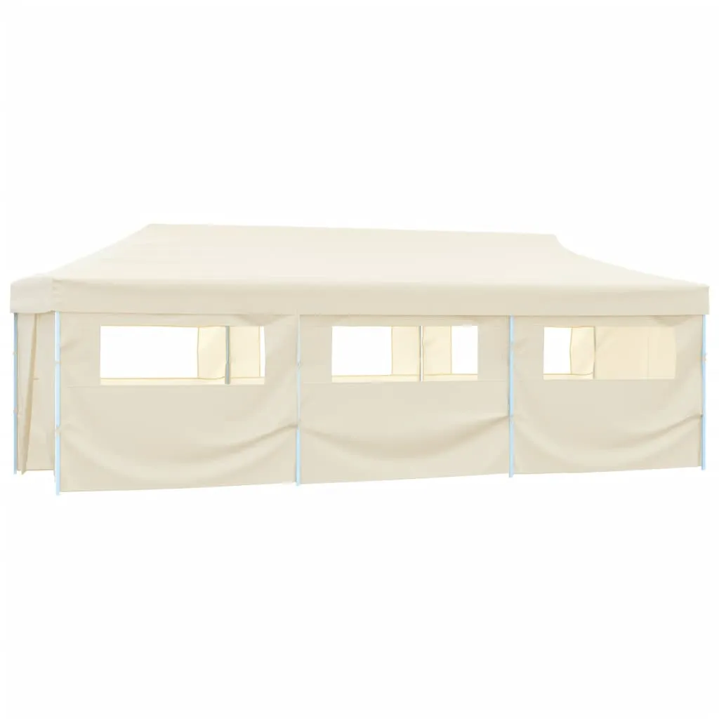 Folding Pop-up Party Tent with 8 Sidewalls 3x9 m Cream
