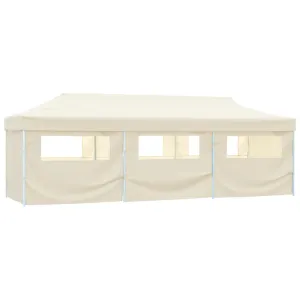 Folding Pop-up Party Tent with 8 Sidewalls 3x9 m Cream