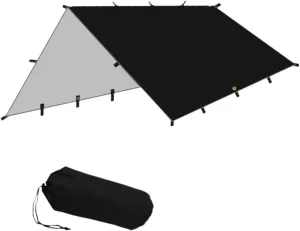 Folding Tent Shelter Camping Tarp Waterproof 118x118inch Multifunctional Lightweight Portable for Hiking Rain Cover Canopy