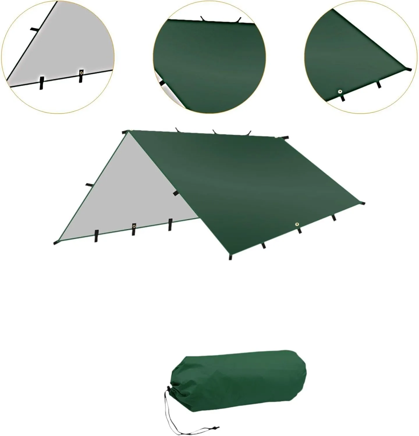 Folding Tent Shelter Camping Tarp Waterproof 300x300cm Polyester, Green