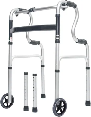 Folding Walker with Wheels,Stand-Up Aid,Portable,Lightweight,Aluminum Alloy