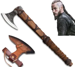 Forest Hunting | 27" and 3.5 lbs Custom handmade Viking Axe of Ragnar Lothbrok Norsmen- tomahawk and Forest Hatchet authentic viking ax with sheath vikings gifts. (Ragnar lothbrok axe)
