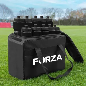 FORZA Team Sports Water Bottles | 25oz Capacity with Portable Carry Bag or Foldable Carrier - BPA-Free Plastic for Hydration on the Go (Carry Bag, Black)