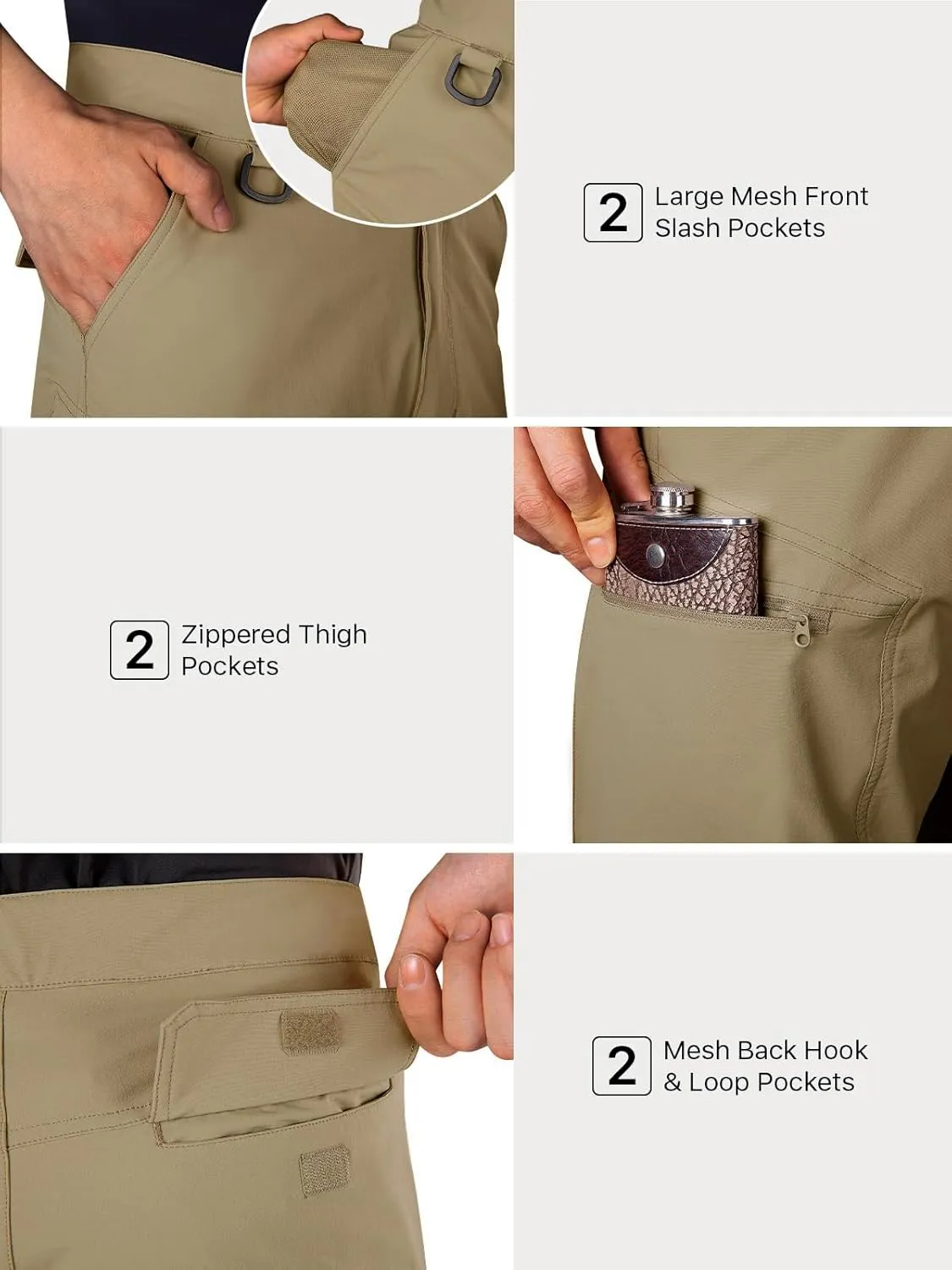 FREE SOLDIER Men's Cargo Hiking Shorts with Belt Lightweight Quick Dry Tactical Shorts with Pockets for Casual Work Golf