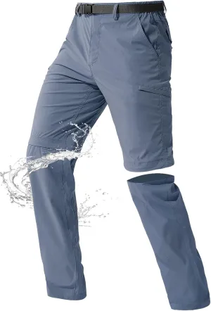 FREE SOLDIER Men's Outdoor Convertible Hiking Pants with Belt Lightweight Quick Dry Tactical Cargo Pants Nylon Spandex