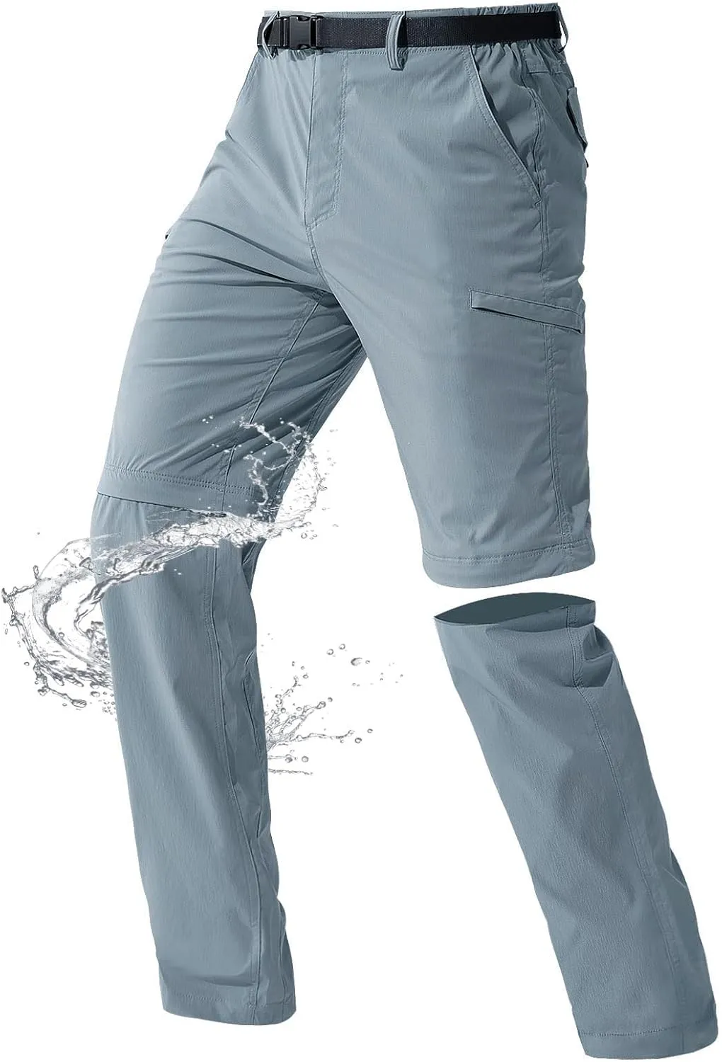 FREE SOLDIER Men's Outdoor Convertible Hiking Pants with Belt Lightweight Quick Dry Tactical Cargo Pants Nylon Spandex
