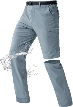 FREE SOLDIER Men's Outdoor Convertible Hiking Pants with Belt Lightweight Quick Dry Tactical Cargo Pants Nylon Spandex