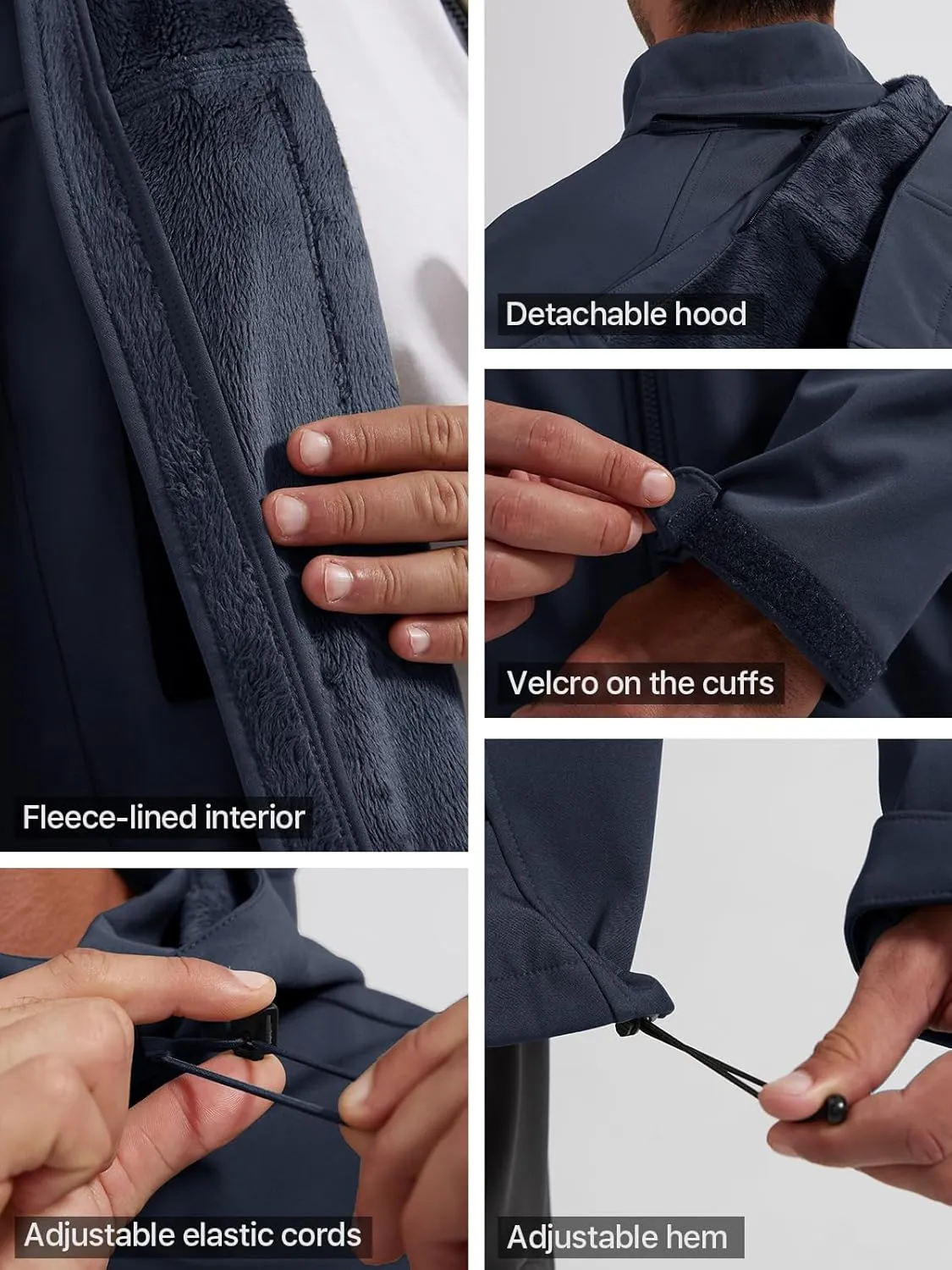 FREE SOLDIER Men's Waterproof Softshell Jacket Thick Fleece Lined Outdoor Jacket Tactical Military Hoodie Windbreaker