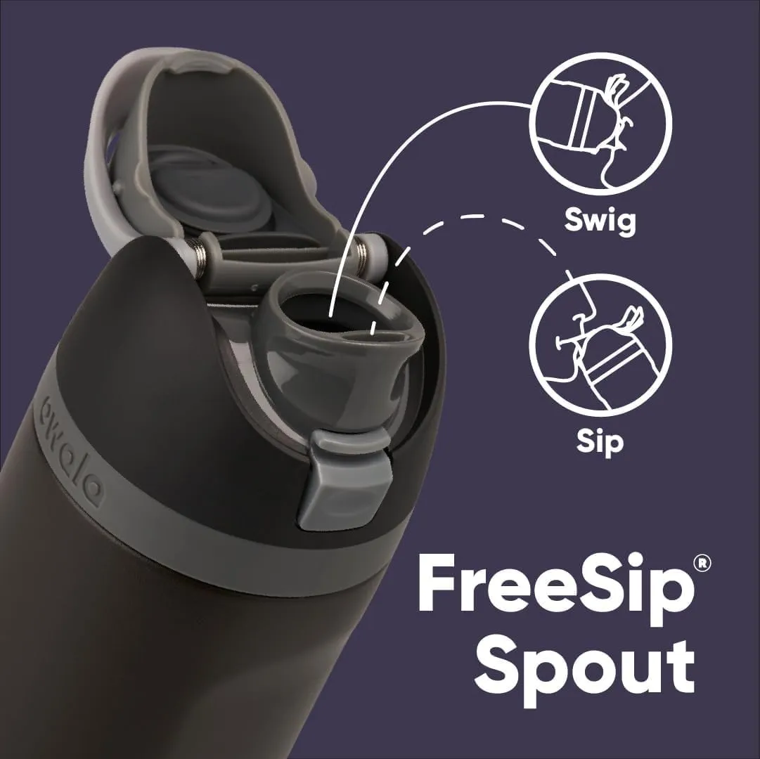 FreeSip Insulated Stainless Steel Water Bottle with Straw, BPA-Free Sports Water Bottle, Great for Travel, 24 Oz, Black Panther, 24oz