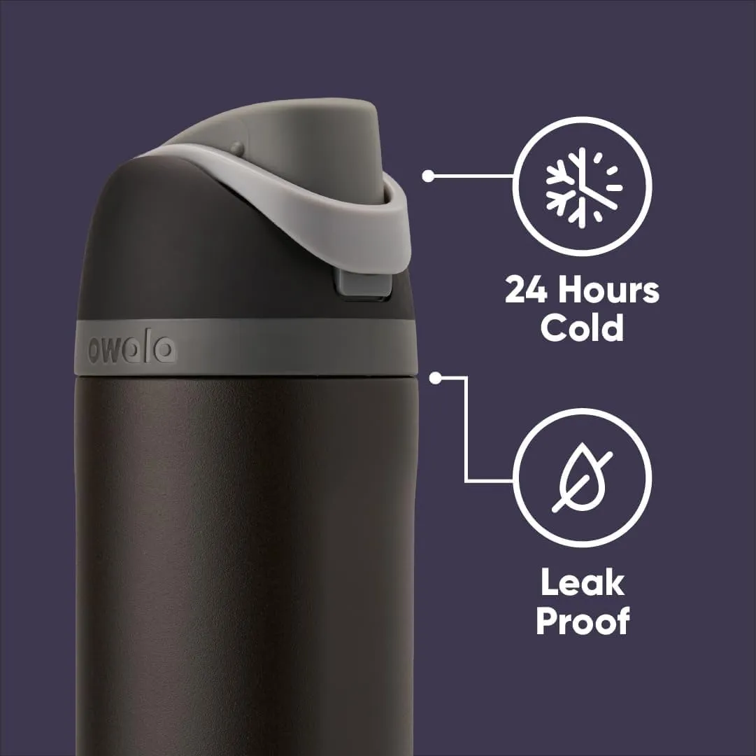 FreeSip Insulated Stainless Steel Water Bottle with Straw, BPA-Free Sports Water Bottle, Great for Travel, 24 Oz, Black Panther, 24oz