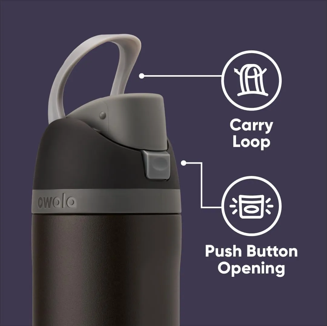 FreeSip Insulated Stainless Steel Water Bottle with Straw, BPA-Free Sports Water Bottle, Great for Travel, 24 Oz, Black Panther, 24oz