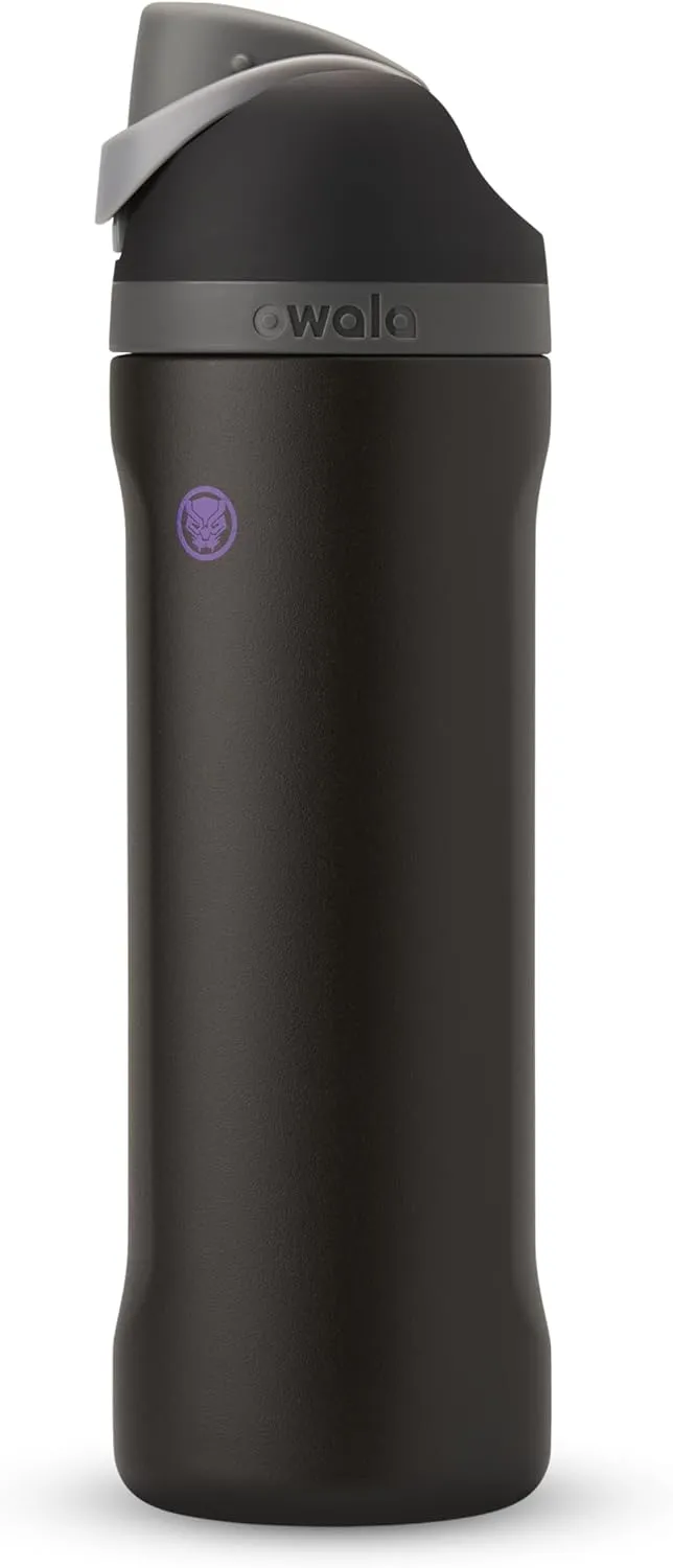 FreeSip Insulated Stainless Steel Water Bottle with Straw, BPA-Free Sports Water Bottle, Great for Travel, 24 Oz, Black Panther, 24oz