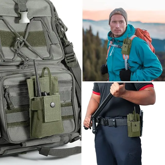 FRTKK Tactical Radio Holder Radio Holster Molle Radio Pouch Universal Radio Case Military Heavy Duty Radio Bag for Police Firefighter Two Ways Walkie Talkies Vest