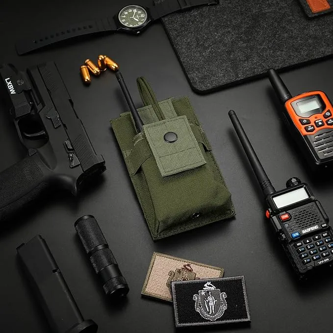 FRTKK Tactical Radio Holder Radio Holster Molle Radio Pouch Universal Radio Case Military Heavy Duty Radio Bag for Police Firefighter Two Ways Walkie Talkies Vest