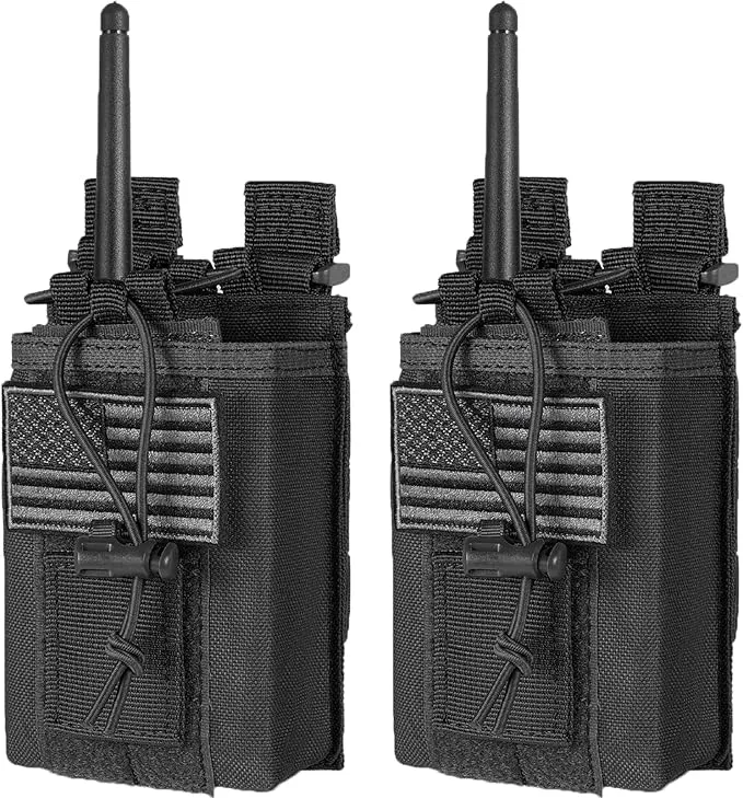 FRTKK Tactical Radio Holder Radio Holster Molle Radio Pouch Universal Radio Case Military Heavy Duty Radio Bag for Police Firefighter Two Ways Walkie Talkies Vest