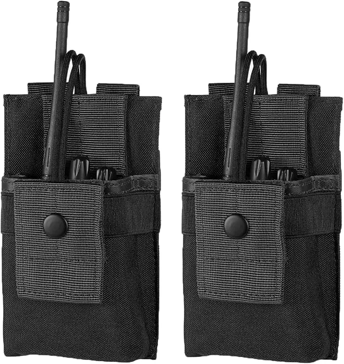 FRTKK Tactical Radio Holder Radio Holster Molle Radio Pouch Universal Radio Case Military Heavy Duty Radio Bag for Police Firefighter Two Ways Walkie Talkies Vest