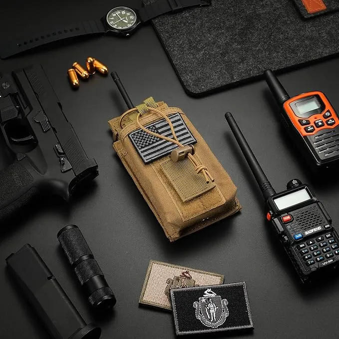 FRTKK Tactical Radio Holder Radio Holster Molle Radio Pouch Universal Radio Case Military Heavy Duty Radio Bag for Police Firefighter Two Ways Walkie Talkies Vest