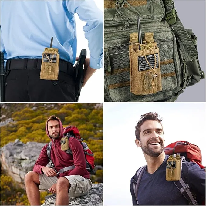 FRTKK Tactical Radio Holder Radio Holster Molle Radio Pouch Universal Radio Case Military Heavy Duty Radio Bag for Police Firefighter Two Ways Walkie Talkies Vest