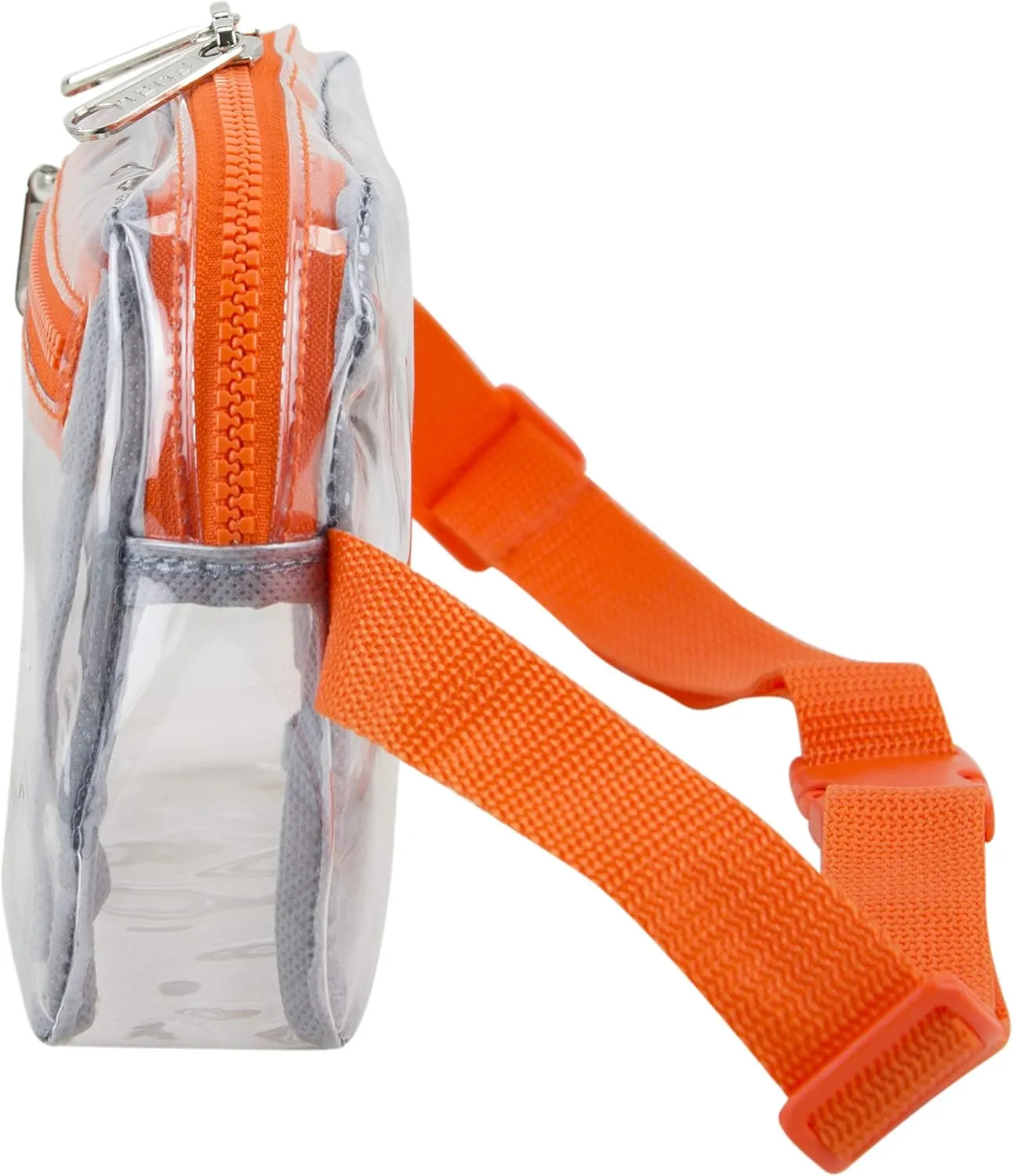 Fuel Transparent Clear Fanny Pack, Stadium Security Approved Adjustable Waist Belt Bag for Running, Hiking, Biking, Travel, Sports, Clear/Orange