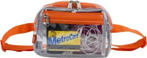 Fuel Transparent Clear Fanny Pack, Stadium Security Approved Adjustable Waist Belt Bag for Running, Hiking, Biking, Travel, Sports, Clear/Orange