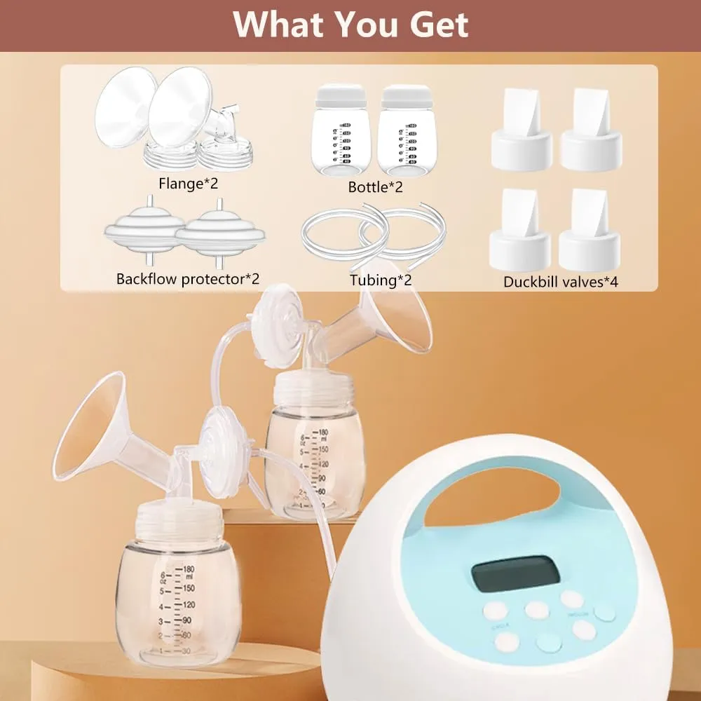 Full Breast Pump Parts with 24mm Flange Set for Spectra S2 S1 9 Plus, Replacement Breast Accessories Include Flanges, Valves, Backflow Protectors, Tubings and Bottles for Spectra Breast Pump Parts
