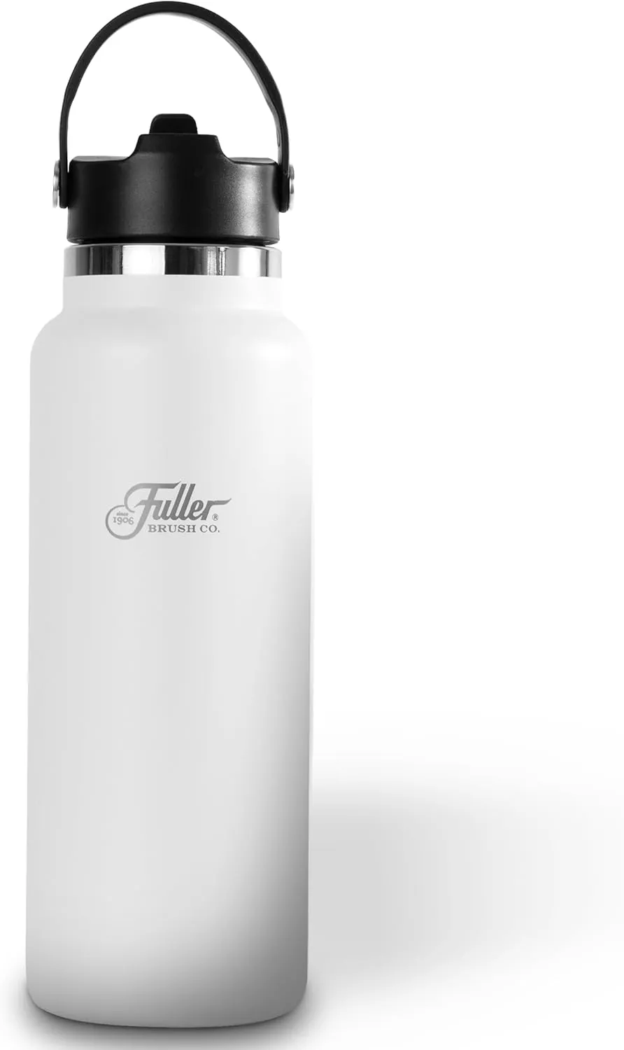 Fuller Stainless Steel Water Bottle with Straw Lid – BPA-Free, Sweat-Proof, Leak-Proof Travel Mug – Double Wall Insulated for Hot & Cold Drinks – Carry Handle (White, 40 Oz.)