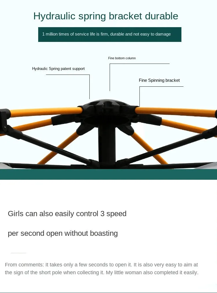 Fully Automatic One Click to Open Hexagonal Outdoor Camping Tent Hydraulic Spring Pole Hexagonal Tent Antistorm Sunscreen Thicken Silver Coated Oxford Large Space Family Pergola
